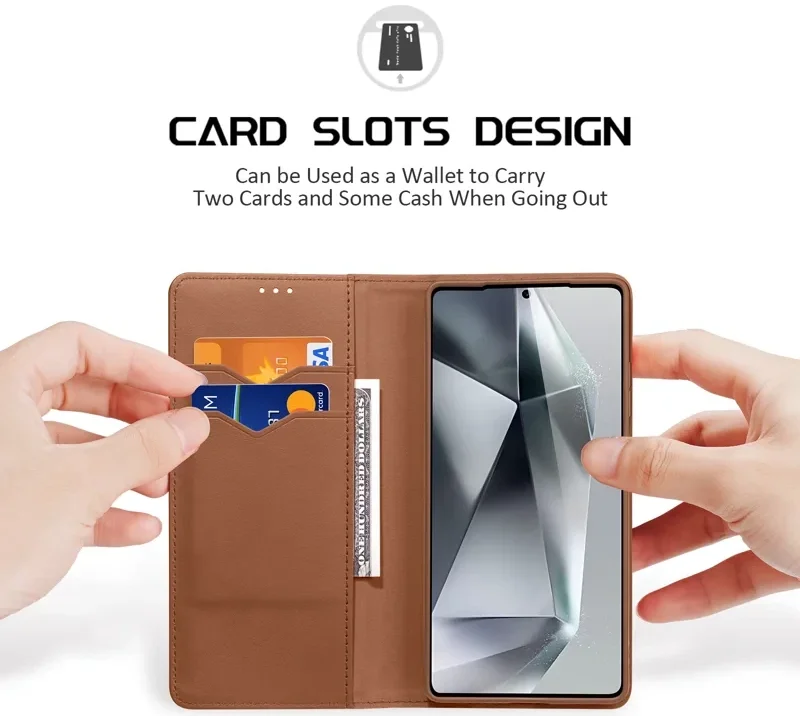 Dux Ducis Hivo Samsung Galaxy S25 Ultra Hoesje RFID Book Case Bruin afbeelding 2