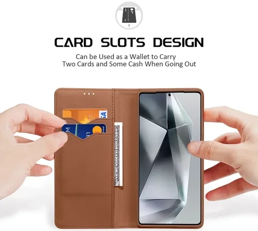 Dux Ducis Hivo Samsung Galaxy S25 Ultra Hoesje RFID Book Case Bruin afbeelding 2