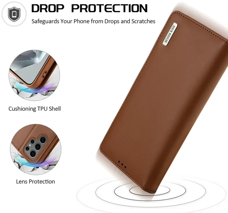 Dux Ducis Hivo Samsung Galaxy S25 Ultra Hoesje RFID Book Case Bruin afbeelding 4