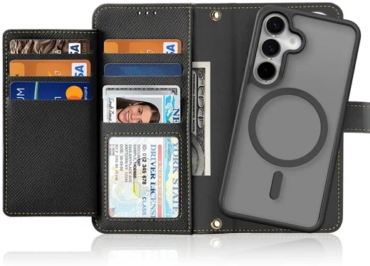 Dux Ducis Lawa Samsung Galaxy S25 Hoesje 2-in-1 Wallet Book Case MagSafe Zwart afbeelding 1