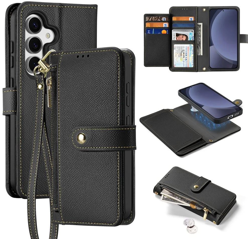 Dux Ducis Lawa Samsung Galaxy S25 Hoesje 2-in-1 Wallet Book Case MagSafe Zwart afbeelding 2
