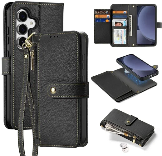 Dux Ducis Lawa Samsung Galaxy S25 Hoesje 2-in-1 Wallet Book Case MagSafe Zwart afbeelding 2
