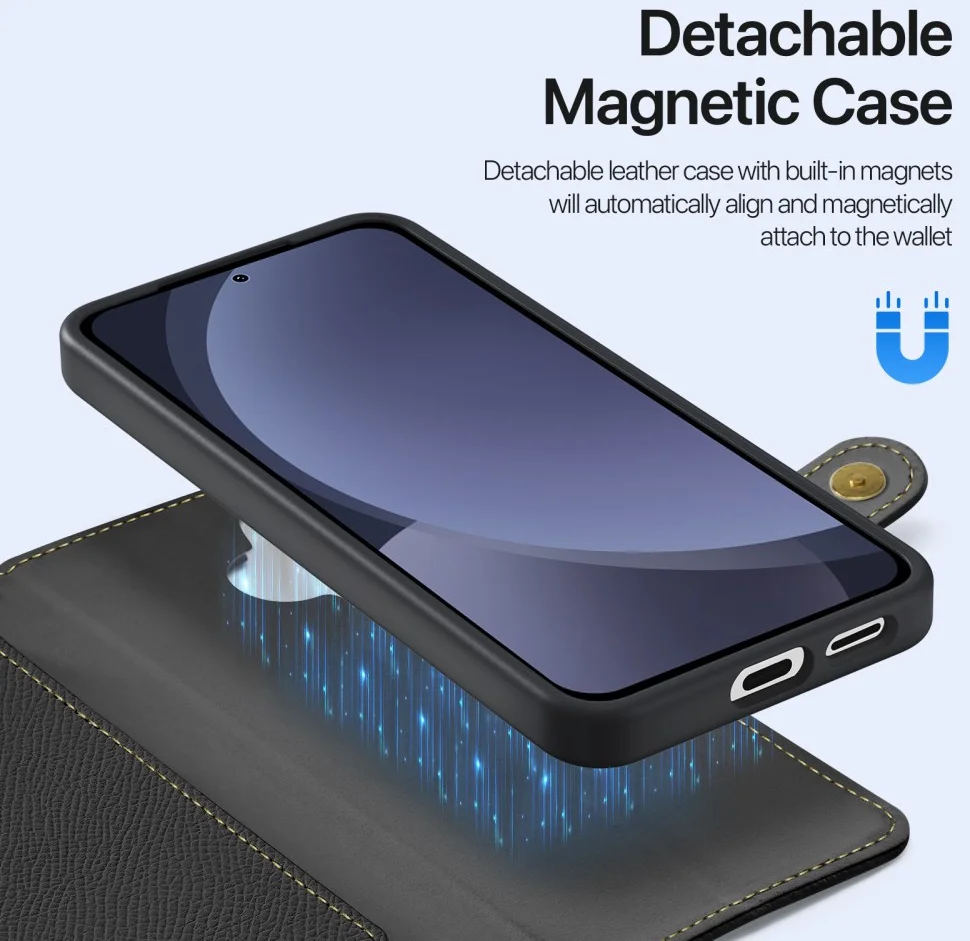 Dux Ducis Lawa Samsung Galaxy S25 Hoesje 2-in-1 Wallet Book Case MagSafe Zwart afbeelding 5