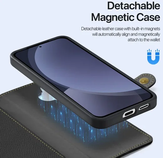 Dux Ducis Lawa Samsung Galaxy S25 Hoesje 2-in-1 Wallet Book Case MagSafe Zwart afbeelding 5