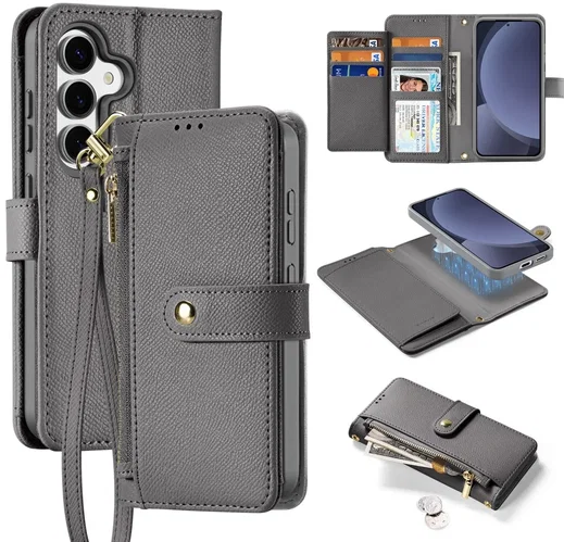Dux Ducis Lawa Samsung Galaxy S25 Hoesje 2-in-1 Wallet Book Case MagSafe Grijs afbeelding 2