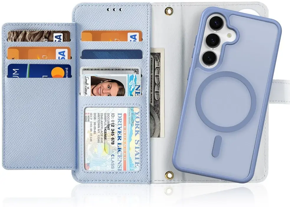 Dux Ducis Lawa Samsung Galaxy S25 Hoesje 2-in-1 Wallet Book Case MagSafe Blauw afbeelding 1