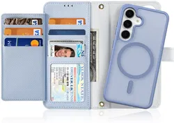 Dux Ducis Lawa Samsung Galaxy S25 Hoesje 2-in-1 Wallet Book Case MagSafe Blauw afbeelding