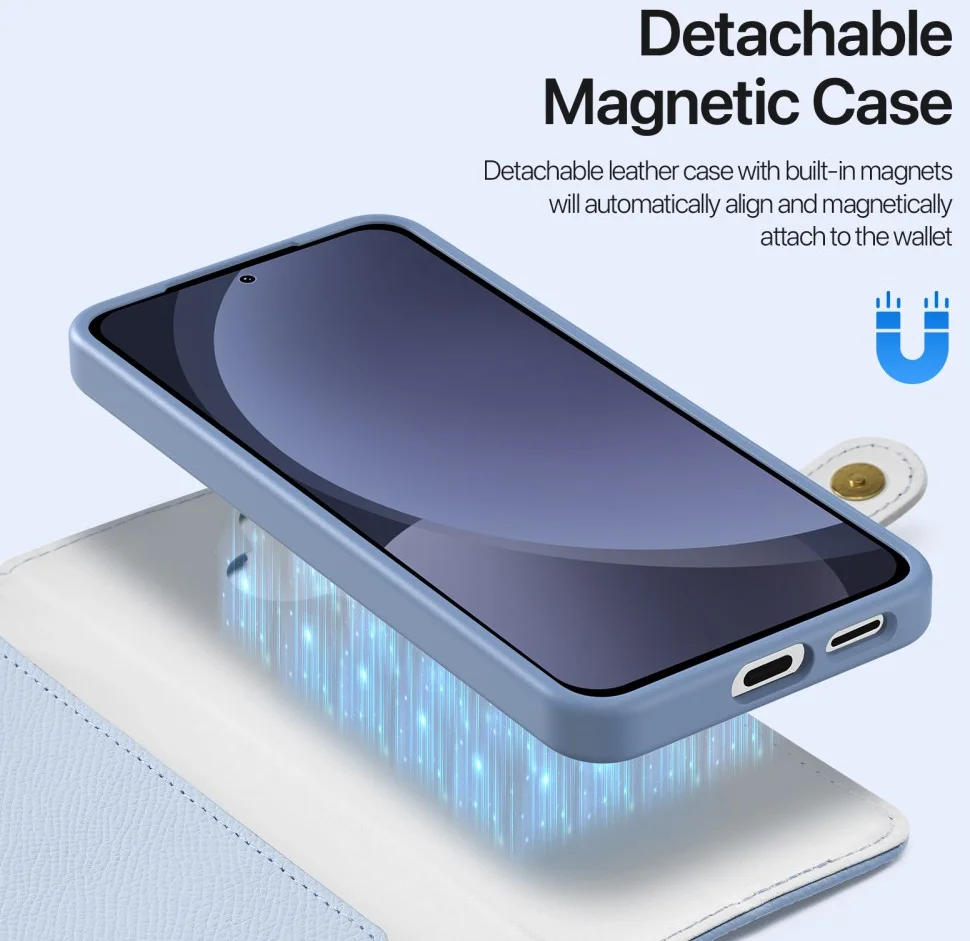Dux Ducis Lawa Samsung Galaxy S25 Hoesje 2-in-1 Wallet Book Case MagSafe Blauw afbeelding 5