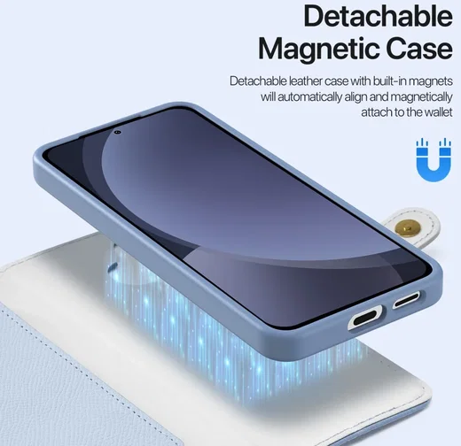 Dux Ducis Lawa Samsung Galaxy S25 Hoesje 2-in-1 Wallet Book Case MagSafe Blauw afbeelding 5