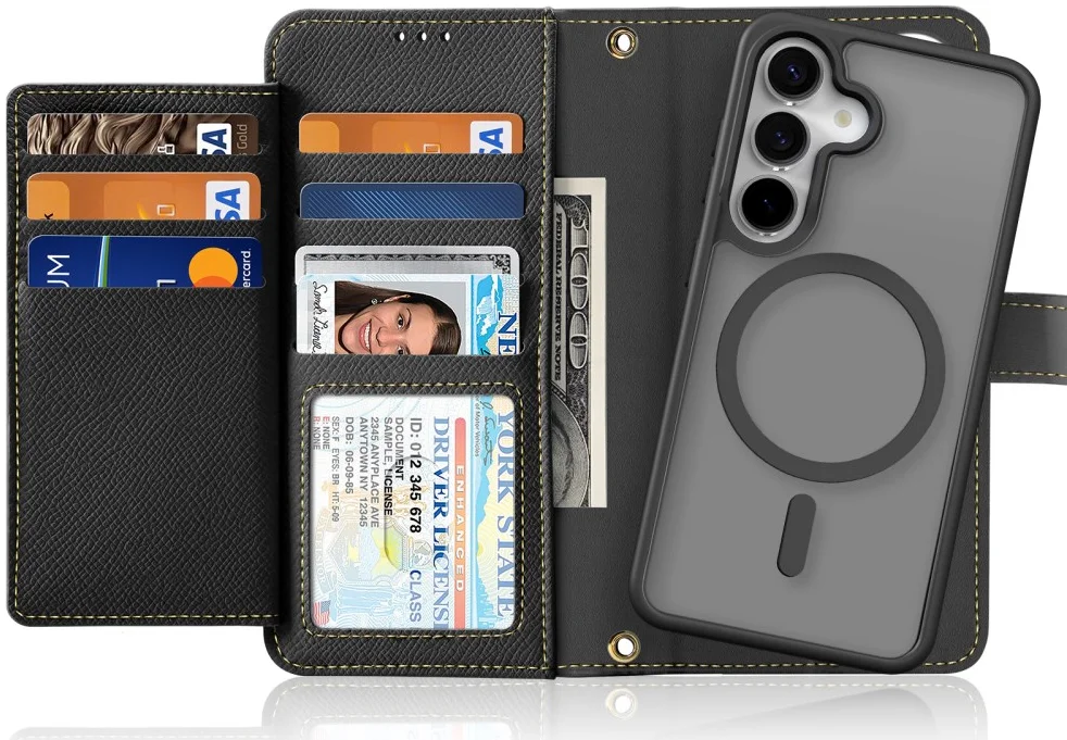 Dux Ducis Lawa Samsung S25 Plus Hoes 2-in-1 Wallet Book Case MagSafe / Qi2 Zwart afbeelding 1