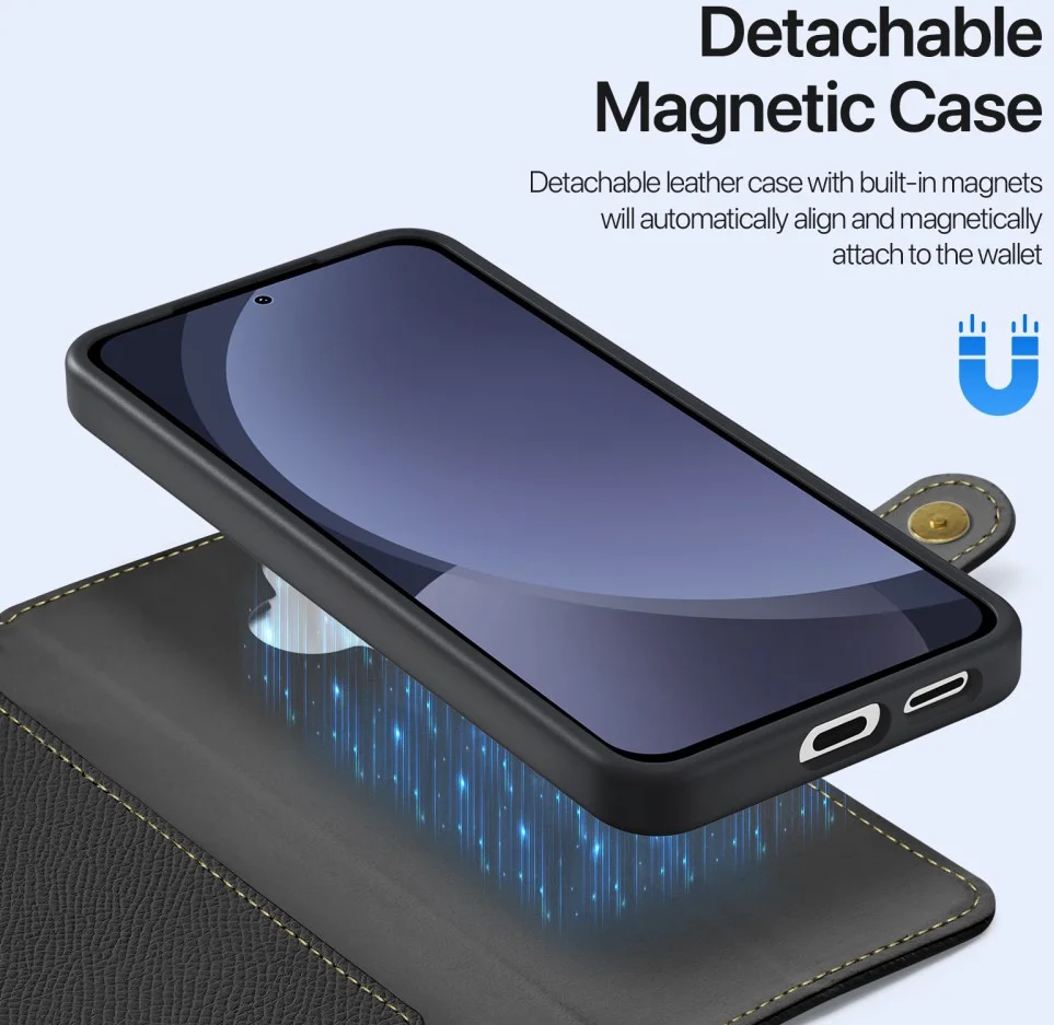 Dux Ducis Lawa Samsung S25 Plus Hoes 2-in-1 Wallet Book Case MagSafe / Qi2 Zwart afbeelding 7