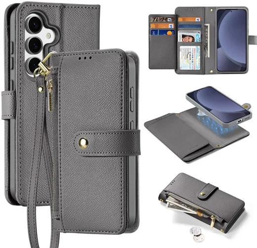 Dux Ducis Lawa Samsung S25 Plus Hoes 2-in-1 Wallet Book Case MagSafe / Qi2 Grijs afbeelding 2