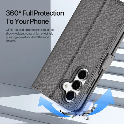 Dux Ducis Lawa Samsung S25 Plus Hoes 2-in-1 Wallet Book Case MagSafe / Qi2 Grijs afbeelding 3