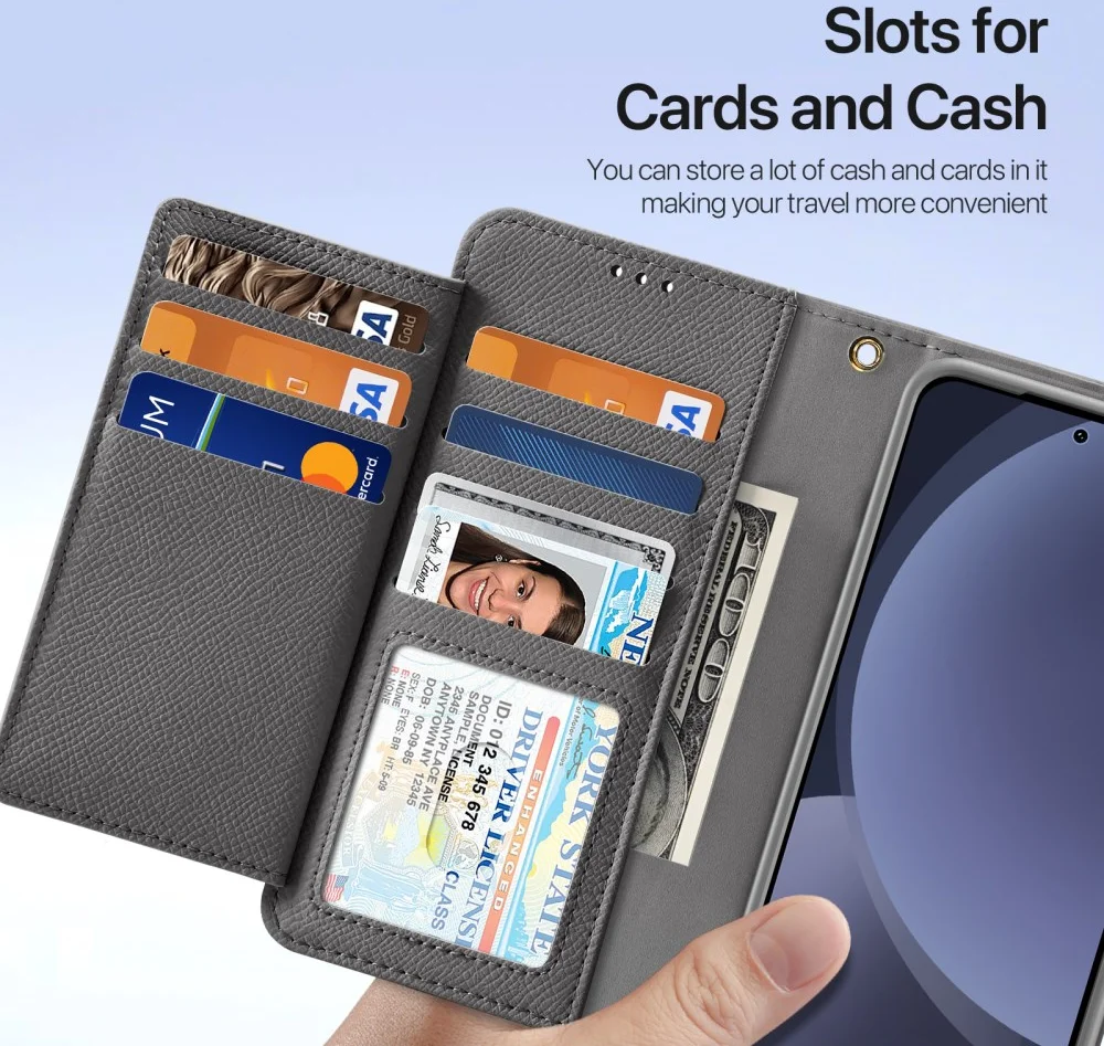 Dux Ducis Lawa Samsung S25 Plus Hoes 2-in-1 Wallet Book Case MagSafe / Qi2 Grijs afbeelding 9