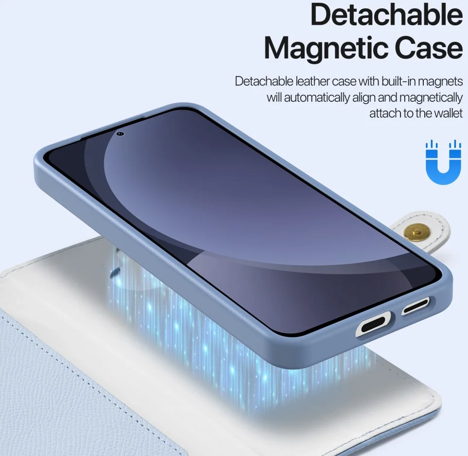 Dux Ducis Lawa Samsung S25 Plus Hoes 2-in-1 Wallet Book Case MagSafe / Qi2 Blauw afbeelding 7