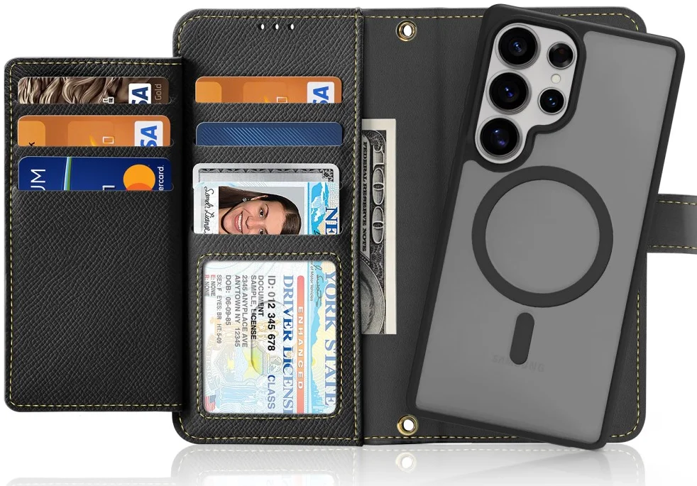 Dux Ducis Lawa Samsung S25 Ultra Hoesje 2-in-1 Wallet Book Case MagSafe Zwart afbeelding 1