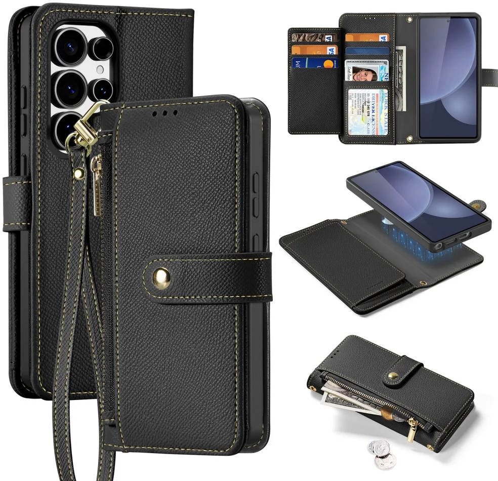 Dux Ducis Lawa Samsung S25 Ultra Hoesje 2-in-1 Wallet Book Case MagSafe Zwart afbeelding 2