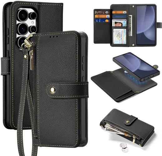 Dux Ducis Lawa Samsung S25 Ultra Hoesje 2-in-1 Wallet Book Case MagSafe Zwart afbeelding 2