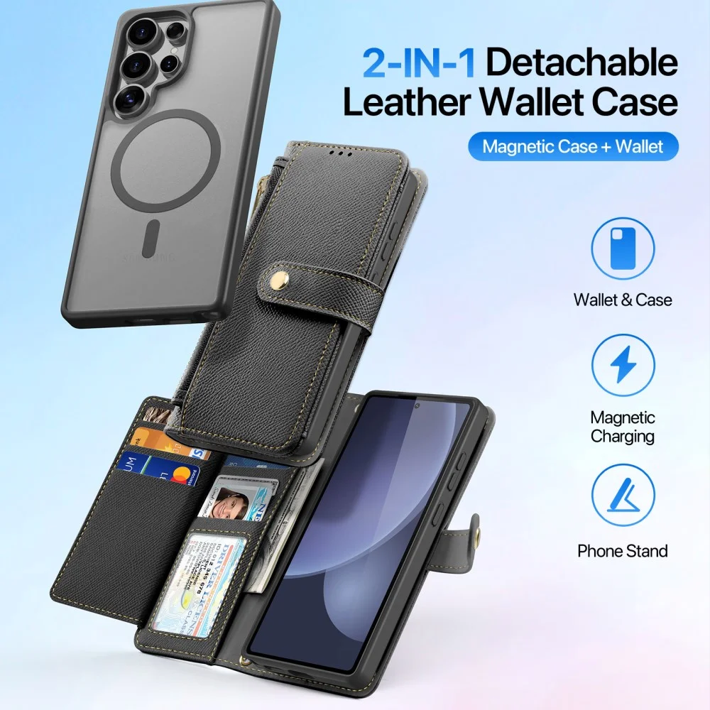 Dux Ducis Lawa Samsung S25 Ultra Hoesje 2-in-1 Wallet Book Case MagSafe Zwart afbeelding 5