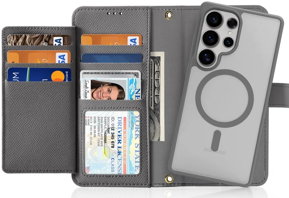 Dux Ducis Lawa Samsung S25 Ultra Hoesje 2-in-1 Wallet Book Case MagSafe Grijs afbeelding 1