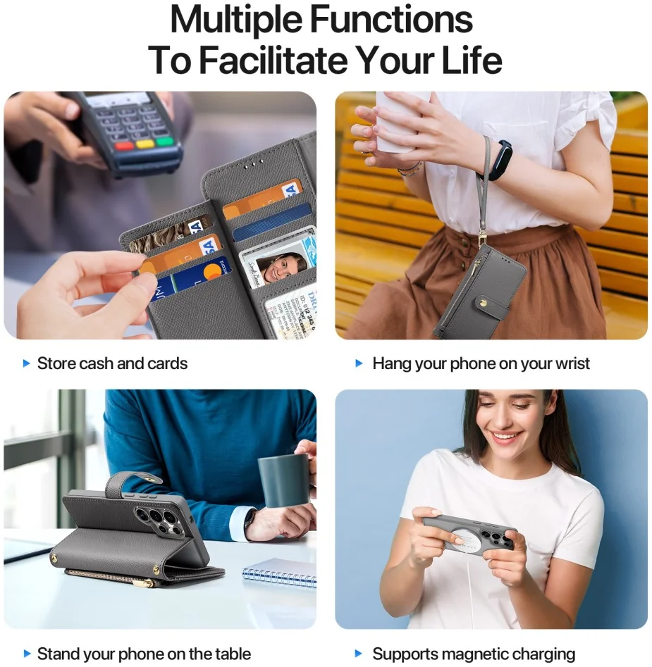 Dux Ducis Lawa Samsung S25 Ultra Hoesje 2-in-1 Wallet Book Case MagSafe Grijs afbeelding 6