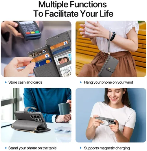 Dux Ducis Lawa Samsung S25 Ultra Hoesje 2-in-1 Wallet Book Case MagSafe Grijs afbeelding 6