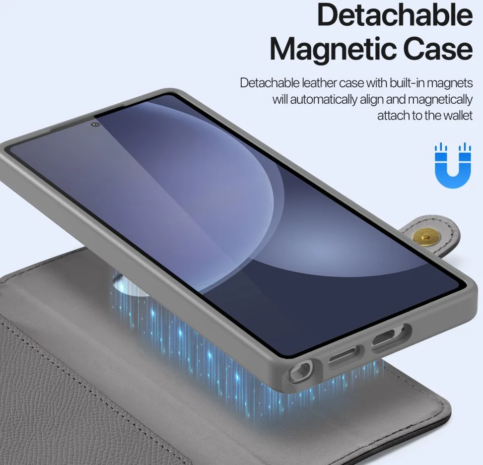 Dux Ducis Lawa Samsung S25 Ultra Hoesje 2-in-1 Wallet Book Case MagSafe Grijs afbeelding 7