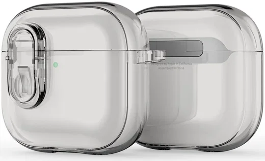 Dux Ducis PECL AirPods 4 Hoesje met Aluminum Haak Transparant Grijs afbeelding 1