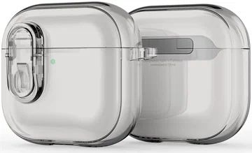 Dux Ducis PECL AirPods 4 Hoesje met Aluminum Haak Transparant Grijs