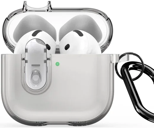 Dux Ducis PECL AirPods 4 Hoesje met Aluminum Haak Transparant Grijs afbeelding 2
