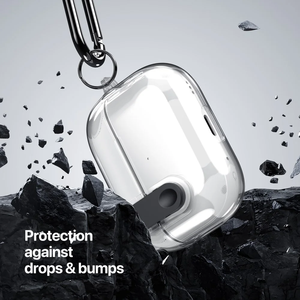 Dux Ducis PECL AirPods 4 Hoesje met Aluminum Haak Transparant Grijs afbeelding 3