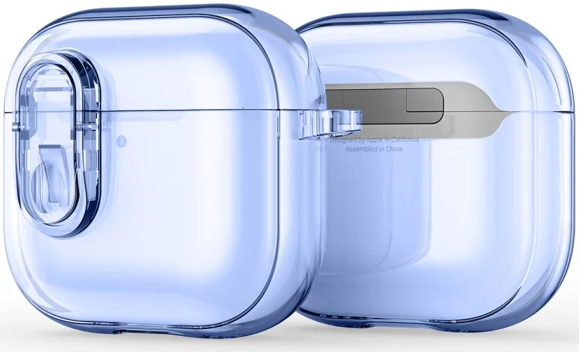 Dux Ducis PECL AirPods 4 Hoesje met Aluminum Haak Transparant Blauw afbeelding 1