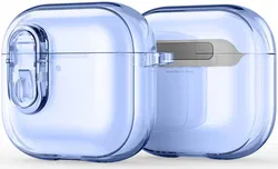 Dux Ducis PECL AirPods 4 Hoesje met Aluminum Haak Transparant Blauw afbeelding