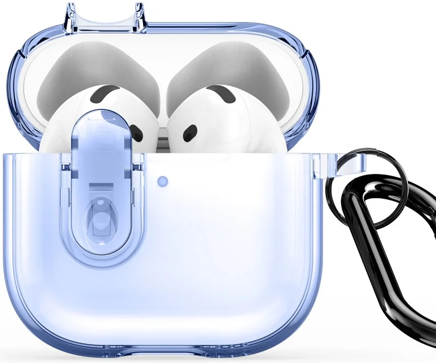 Dux Ducis PECL AirPods 4 Hoesje met Aluminum Haak Transparant Blauw afbeelding 2