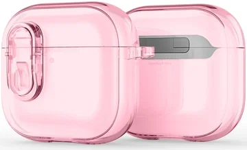 Dux Ducis PECL AirPods 4 Hoesje met Aluminum Haak Transparant Roze