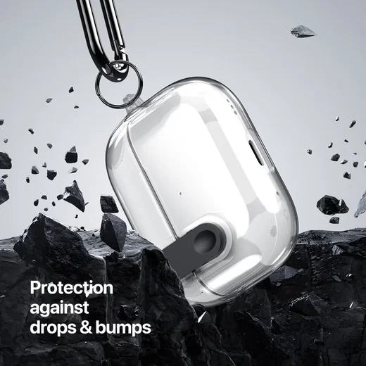 Dux Ducis PECL AirPods 4 Hoesje met Aluminum Haak Transparant Roze afbeelding 3