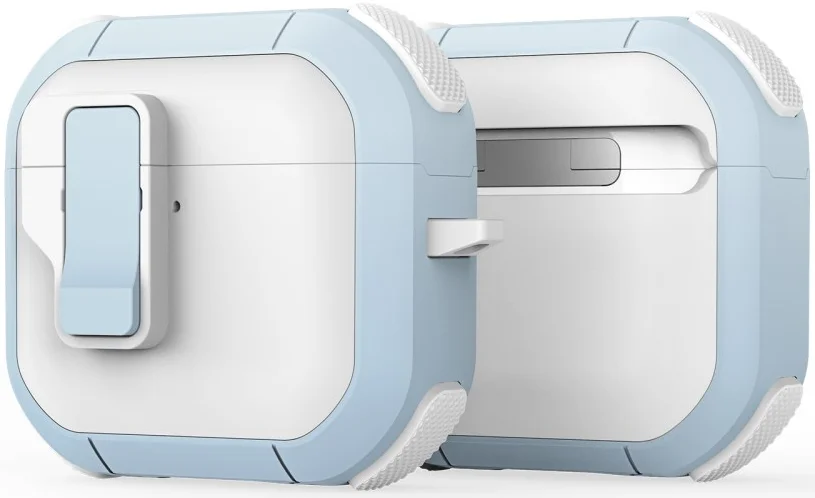 Dux Ducis PECP AirPods 4 Hoesje met Aluminum Haak Wit Blauw afbeelding 1
