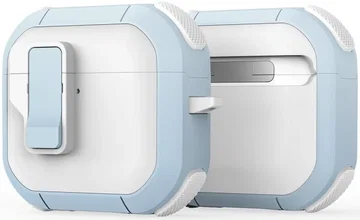 Dux Ducis PECP AirPods 4 Hoesje met Aluminum Haak Wit Blauw