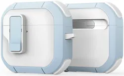 Dux Ducis PECP AirPods 4 Hoesje met Aluminum Haak Wit Blauw afbeelding
