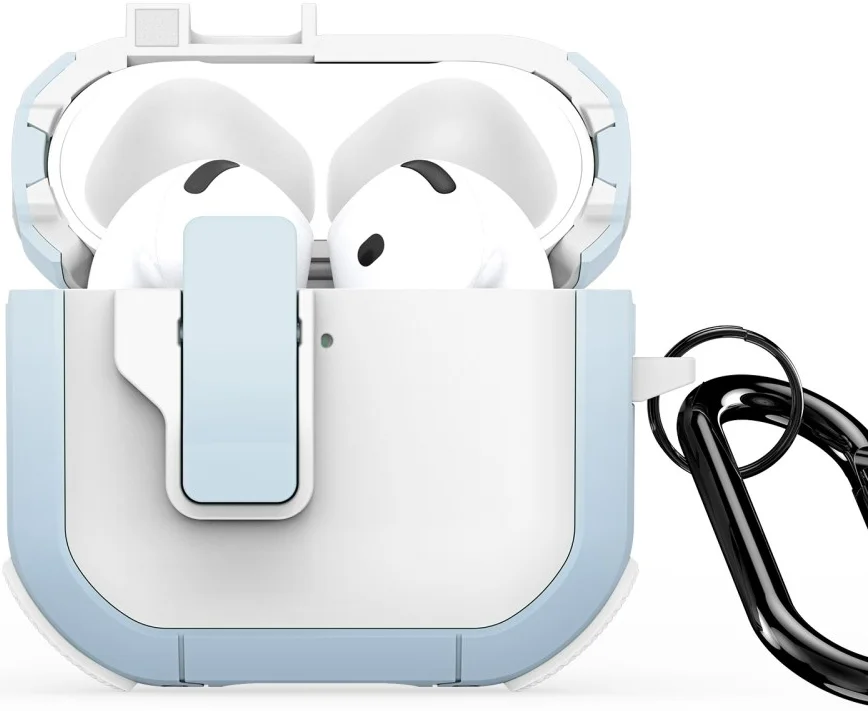 Dux Ducis PECP AirPods 4 Hoesje met Aluminum Haak Wit Blauw afbeelding 2