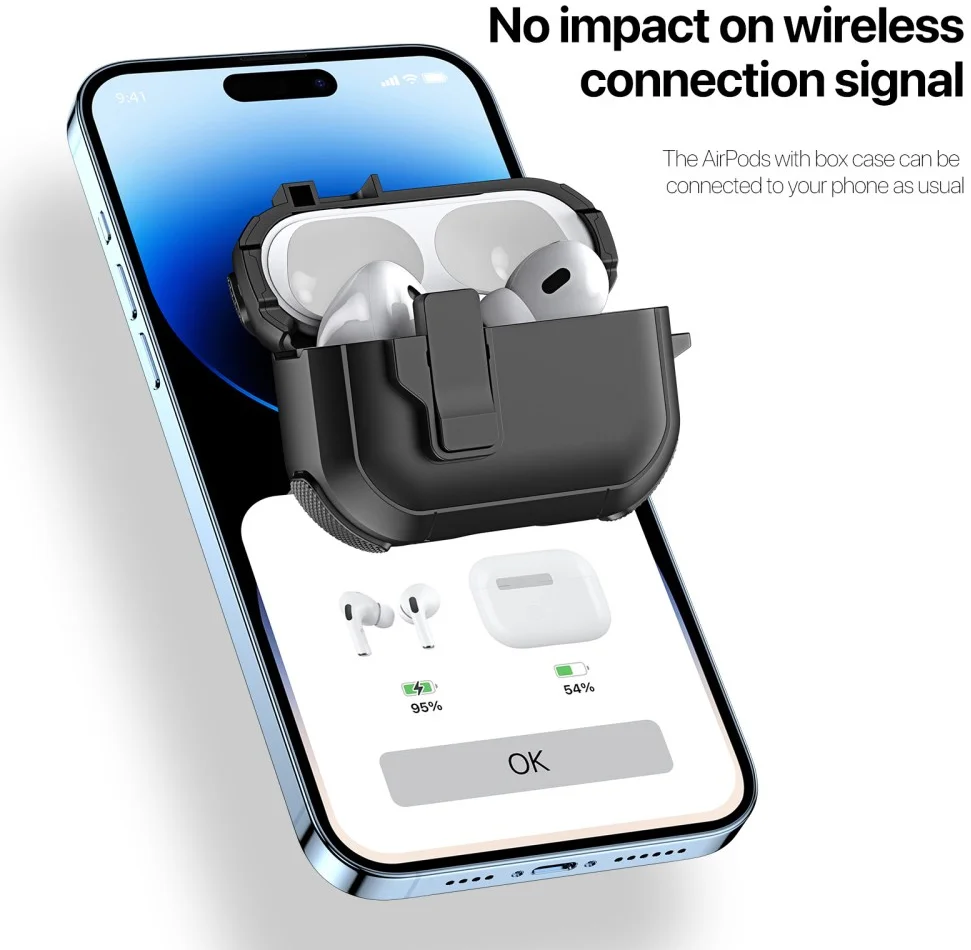 Dux Ducis PECP AirPods 4 Hoesje met Aluminum Haak Wit Blauw afbeelding 6
