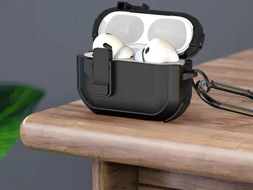 Dux Ducis PECP AirPods 4 Hoesje met Aluminum Haak Wit Blauw afbeelding 8