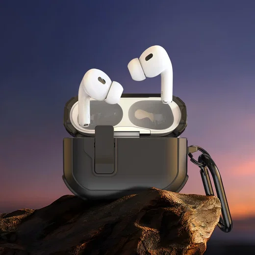 Dux Ducis PECP AirPods 4 Hoesje met Aluminum Haak Wit Blauw afbeelding 9