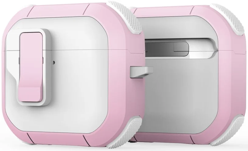 Dux Ducis PECP AirPods 4 Hoesje met Aluminum Haak Wit Roze afbeelding 1