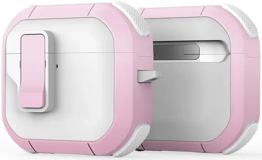 Dux Ducis PECP AirPods 4 Hoesje met Aluminum Haak Wit Roze afbeelding 1