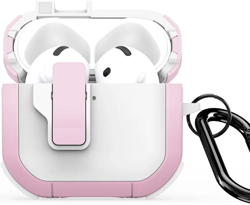 Dux Ducis PECP AirPods 4 Hoesje met Aluminum Haak Wit Roze afbeelding 2