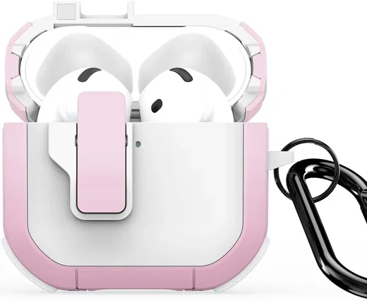 Dux Ducis PECP AirPods 4 Hoesje met Aluminum Haak Wit Roze afbeelding 2