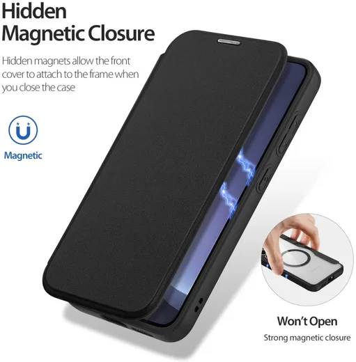 Dux Ducis Skin X Pro Samsung Galaxy S25 Hoesje MagSafe / Qi2 Book Case Zwart afbeelding 6