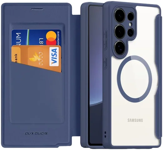 Dux Ducis Skin X Pro Samsung Galaxy S25 Ultra Hoes MagSafe / Qi2 Book Case Blauw afbeelding 1