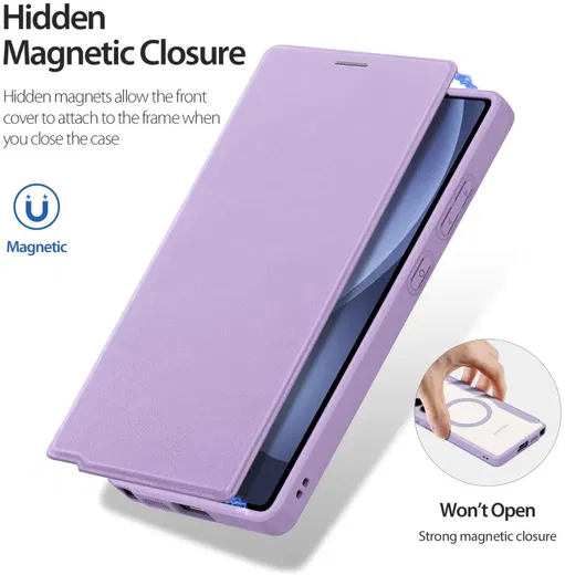 Dux Ducis Skin X Pro Samsung Galaxy S25 Ultra Hoes MagSafe / Qi2 Book Case Paars afbeelding 6
